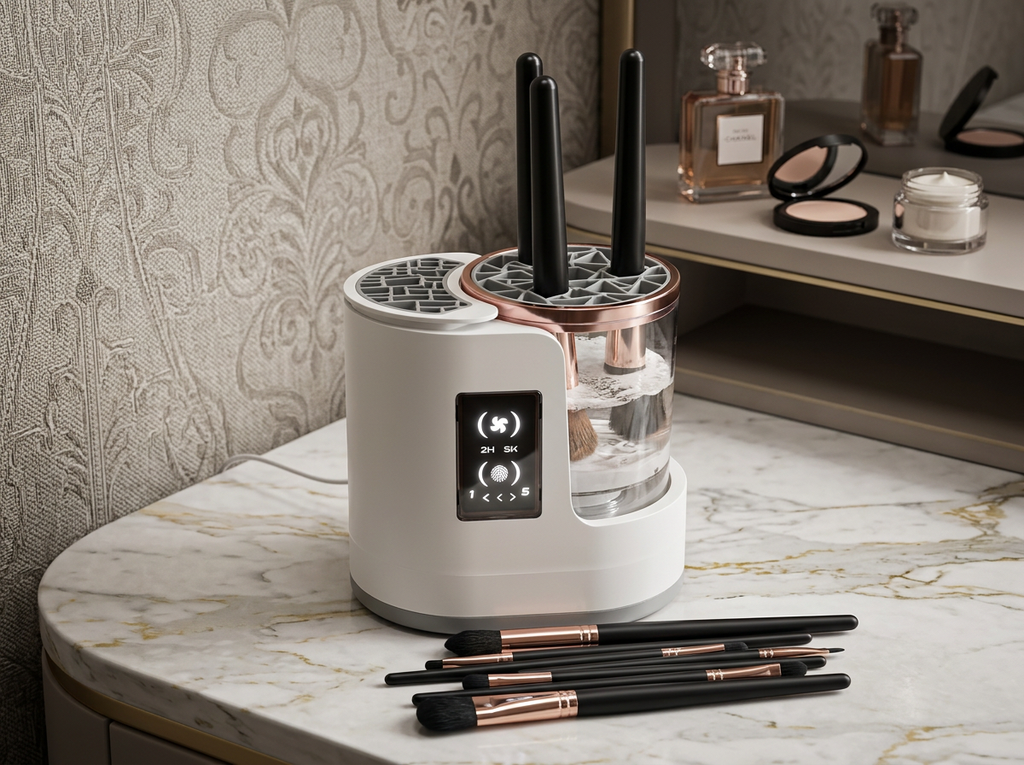 Machine de Nettoyage Électrique pour Pinceaux de Maquillage – Nettoyant Automatique Rechargeable avec Station de Séchage