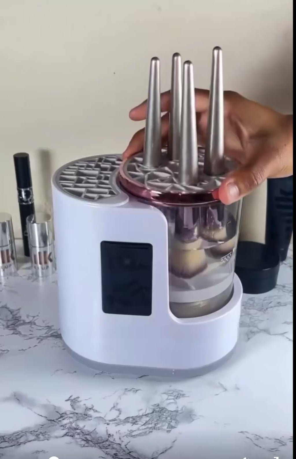 Machine de Nettoyage Électrique pour Pinceaux de Maquillage – Nettoyant Automatique Rechargeable avec Station de Séchage